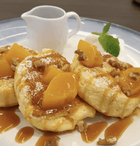Caramel Peach Soufflé Pancake